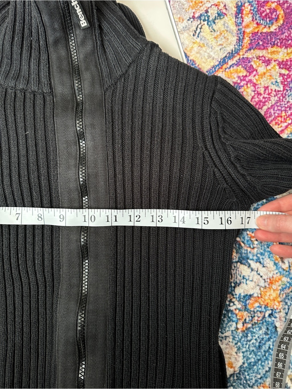 Bench Black Ribbed Zip-Up Bomber Jacket - Picture 11 of 16